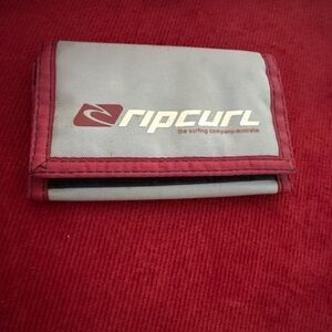 Vintage Rip Curl Silver and Maroon Wallet